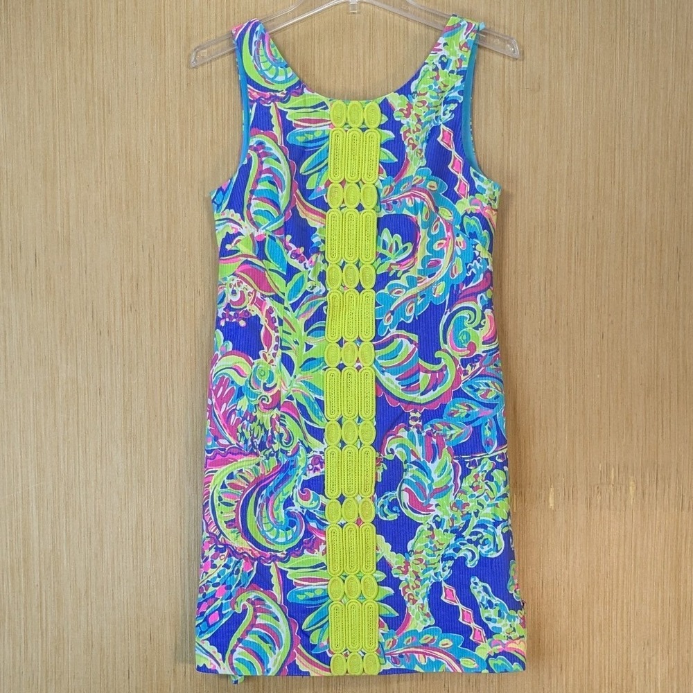 Lilly Pulitzer Preppy Tropical Resort Colorful Shift Dress Size 2 Colorful Delia